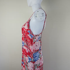 Red floral dress on a light background