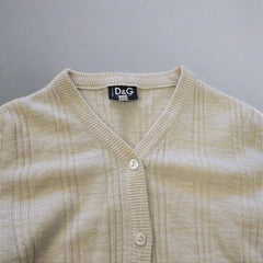 Dolce & Gabbana (D&G) Cream Beige Wool Cardigan - Size: IT 40