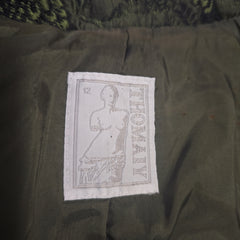 Thomaiy 1990s Olive Green and Black Brocade Fitted Jacket