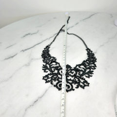 Equip Black Lace Cut Chunky Statement Necklace – Pre-Owned, Excellent Condition