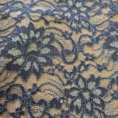 BCBG Max Azria Navy & Silver Lace Overlay Dress – Size AU 10
