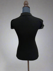 Authentic Louis Vuitton Black Knit Top with Gold Bow – Size M (Stretchy Fit)