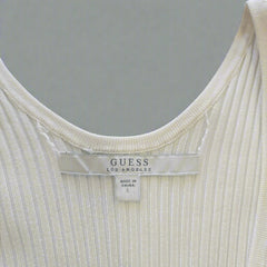 Guess Cream Long-Sleeved Top with Gold Zipper - Size: L