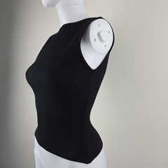 Perfect Stranger "High Neck Classic Tee" – Black Ribbed Tee – Size: International M