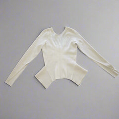 Guess Cream Long-Sleeved Top with Gold Zipper - Size: L