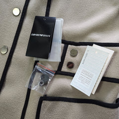 Emporio Armani Beige and Black Contrast-Trim Coat – IT 46