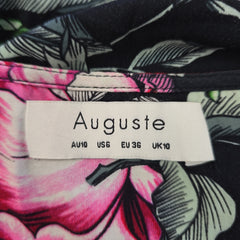 Fabric with a floral pattern and an 'Auguste' label.