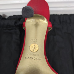 Dolce & Gabbana Red Satin T-Strap Heels – Sophisticated Glamour
