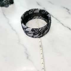 Unsigned Silver and Black Lace Thick Bracelete