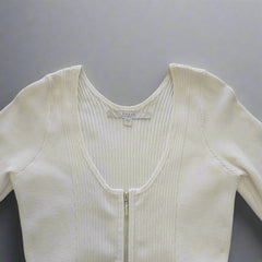 Guess Cream Long-Sleeved Top with Gold Zipper - Size: L