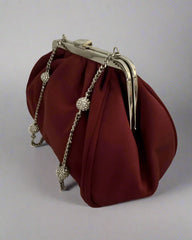 Dolce & Gabbana Red Burgundy Silk Clutch with Swarovski Strap