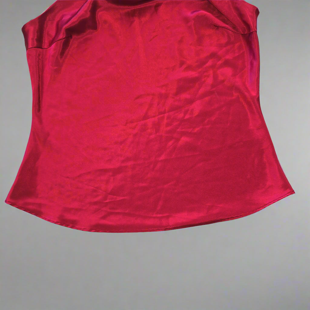 Red fabric on a tiled floor