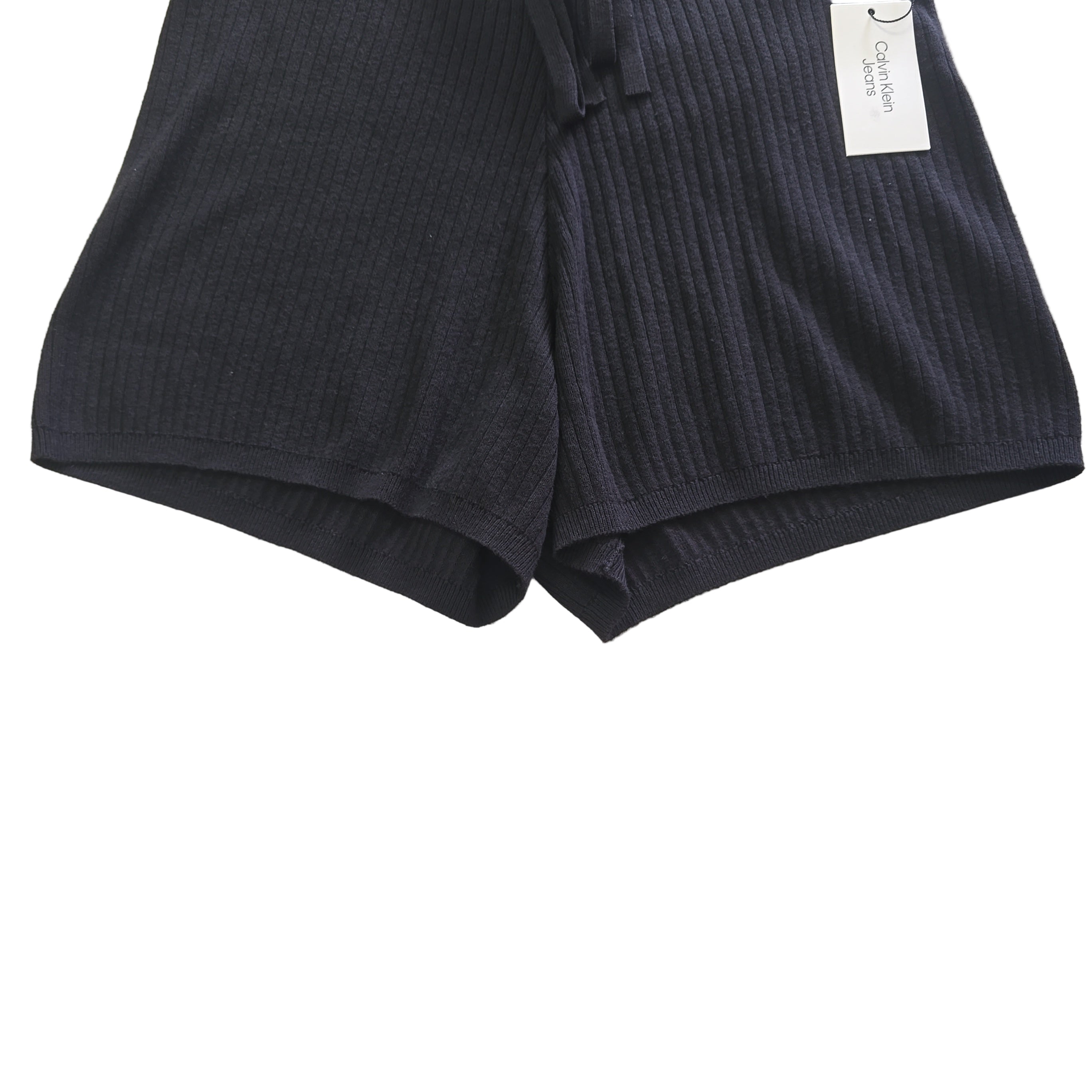 Black Cotton Shorts with a Calvin Klein label on a light background.