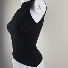 Perfect Stranger "High Neck Classic Tee" – Black Ribbed Tee – Size: International M