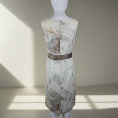 Taifun Collection Cream, Silver and Brown Dress