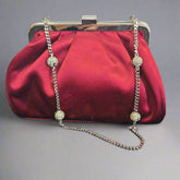 Dolce & Gabbana Red Burgundy Silk Clutch with Swarovski Strap