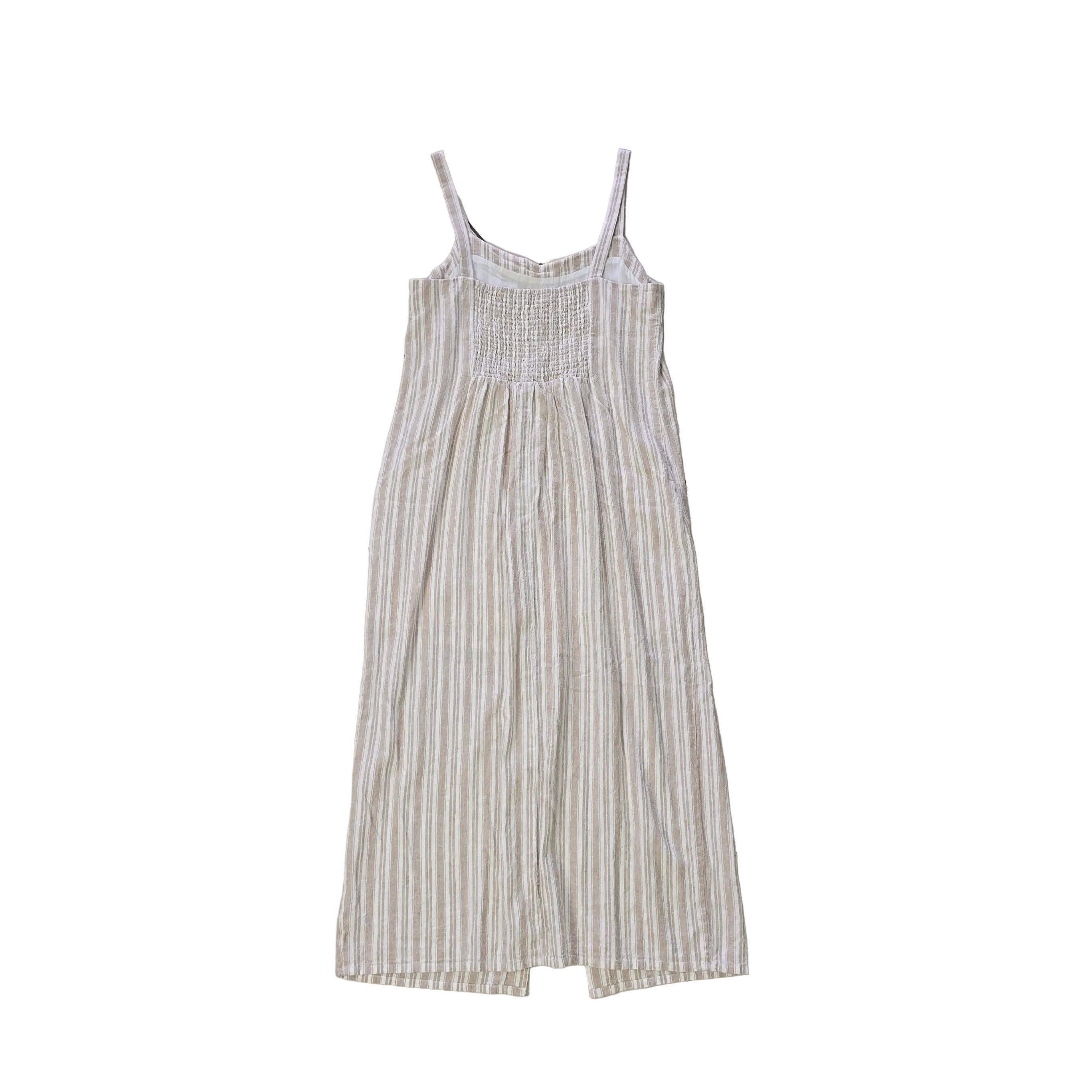 Striped dress with button details on a light background