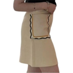 Fendi Mid Length Leather Pockets Beige Skirt