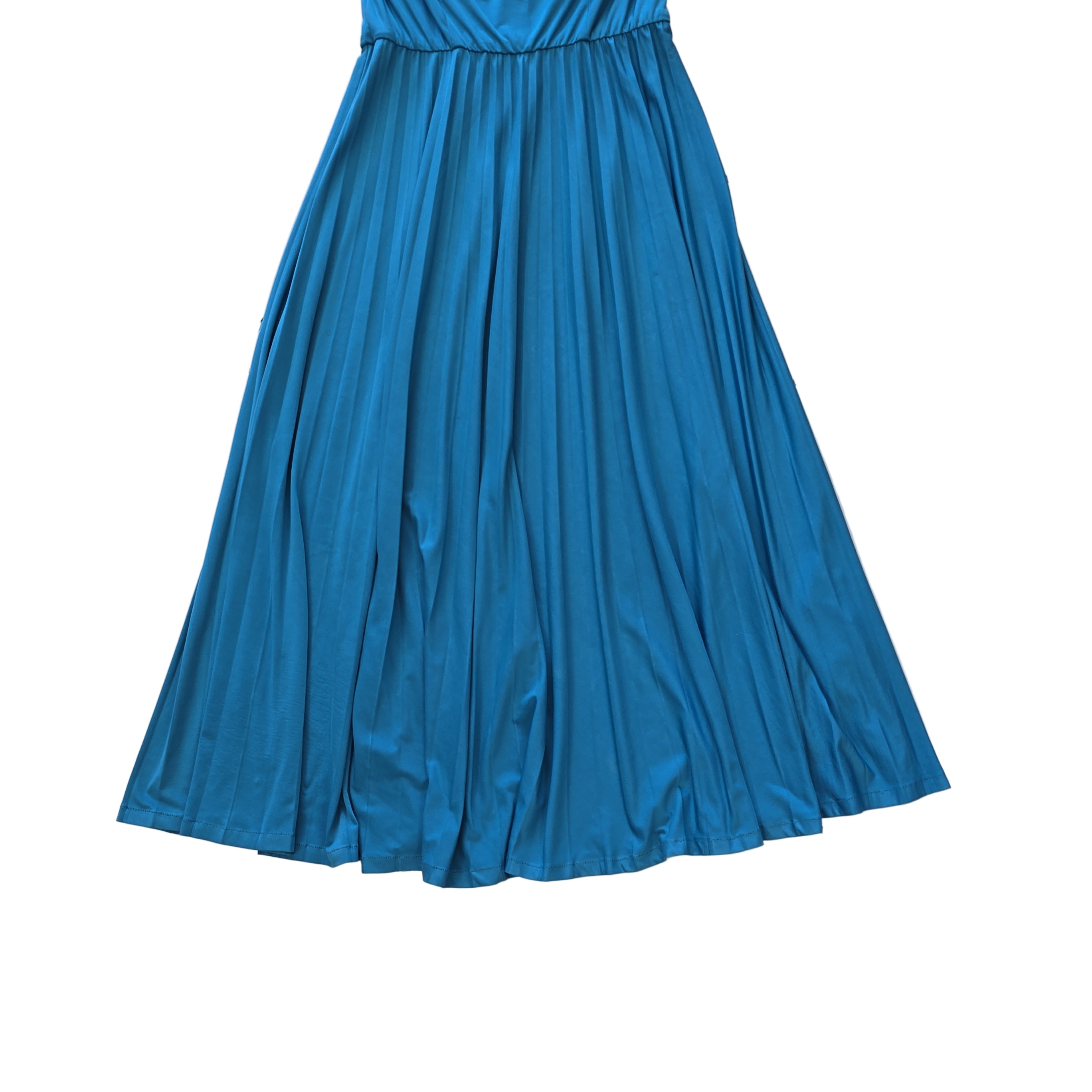 Blue dress on a tiled floor