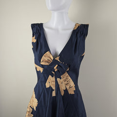 Trelise Cooper Cupids Bow Rosary Navy and Gold Dress - Size: AU 10