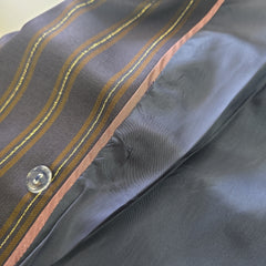 Custommade Satin Brown, Navy and Metallic Gold Pant Suit Set - Size AU 10