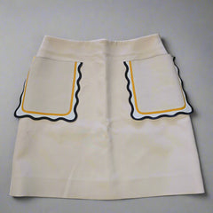 Fendi Mid Length Leather Pockets Beige Skirt