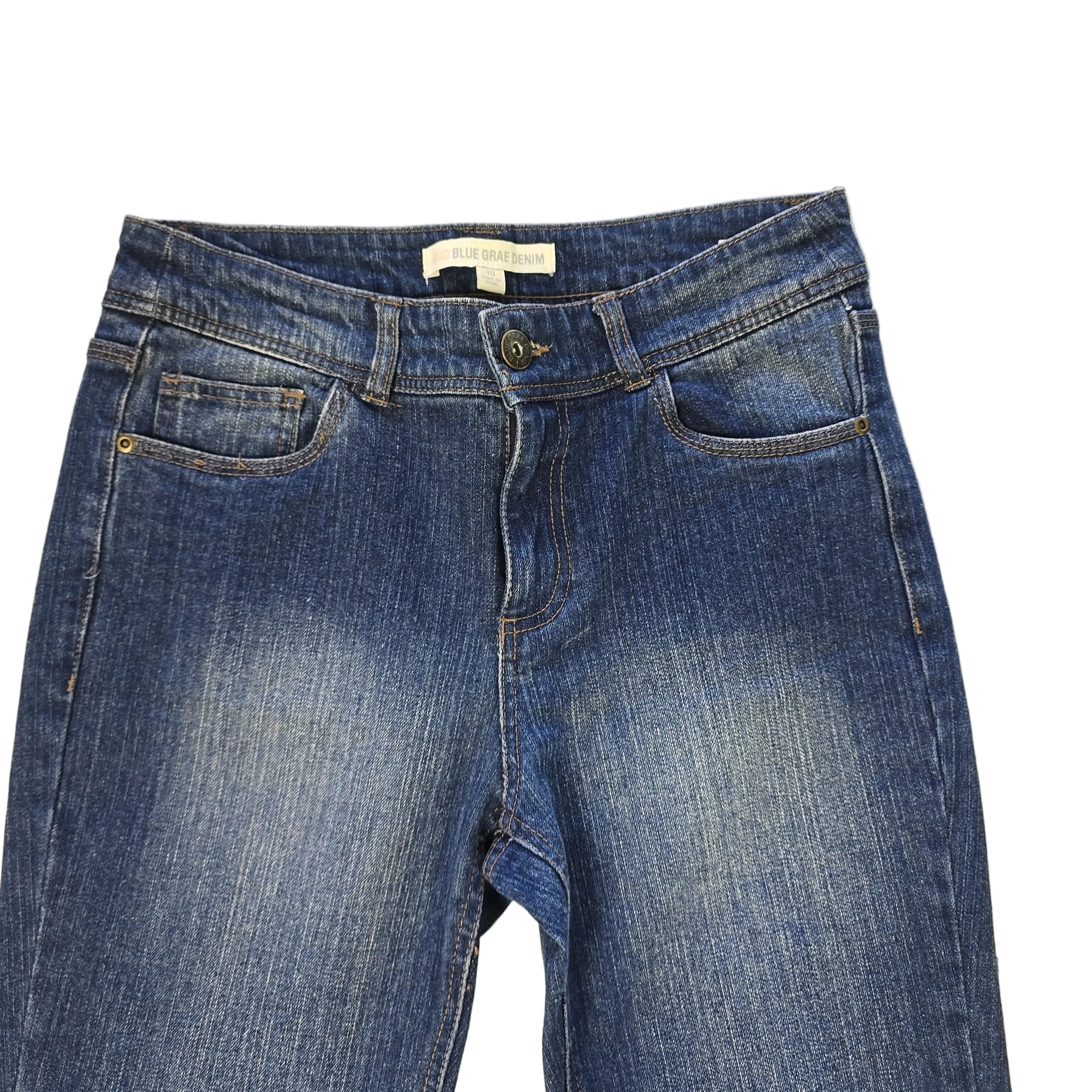 Pair of blue jeans on a light background