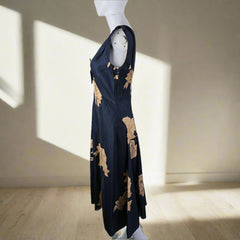 Trelise Cooper Cupids Bow Rosary Navy and Gold Dress - Size: AU 10