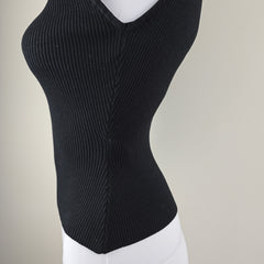 Perfect Stranger "High Neck Classic Tee" – Black Ribbed Tee – Size: International M