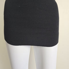 Black sleeveless top on a light background