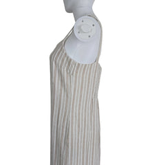 Striped dress with button details on a light background