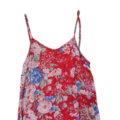 Red floral dress on a light background