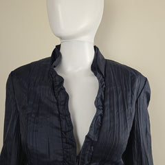Gerry Weber Navy Lightweight Ruffle Jacket - Size: AU 12