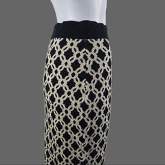 Black and white patterned skirt on a white background