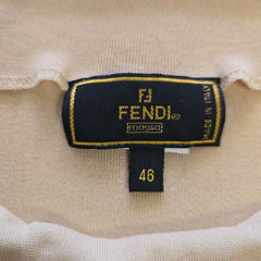 Fendi label on a beige fabric background