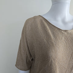 Oroton Gold-Beige Metallic Knit Top - Size: International L