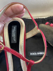 Dolce & Gabbana Red Satin T-Strap Heels – Sophisticated Glamour