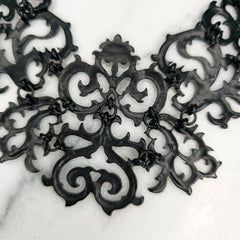 Equip Black Lace Cut Chunky Statement Necklace – Pre-Owned, Excellent Condition