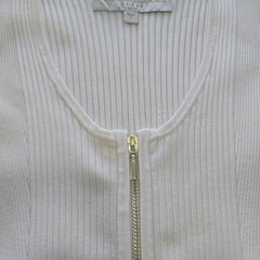 Guess Cream Long-Sleeved Top with Gold Zipper - Size: L