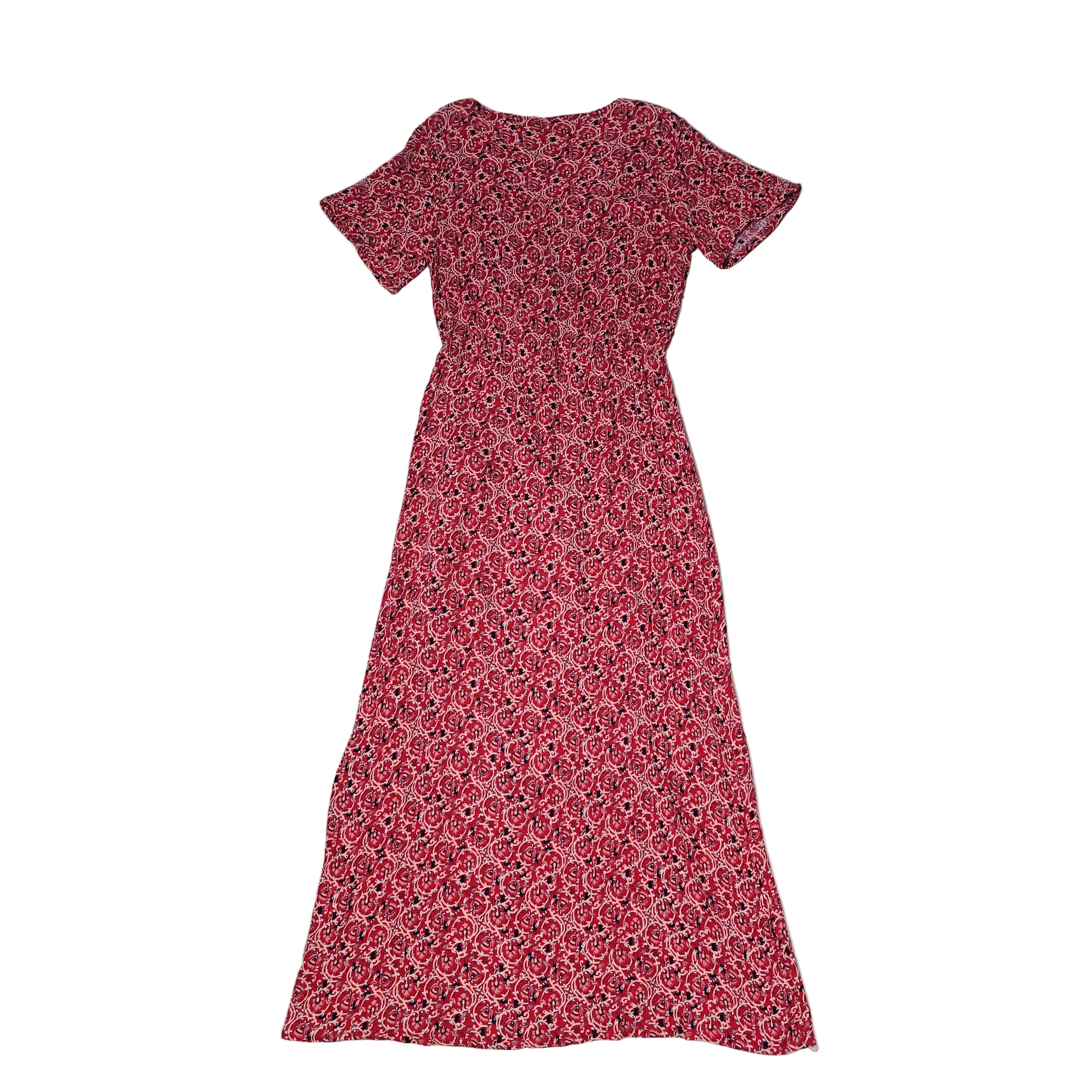 Red floral dress on a light background