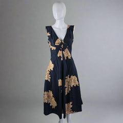 Trelise Cooper Cupids Bow Rosary Navy and Gold Dress - Size: AU 10