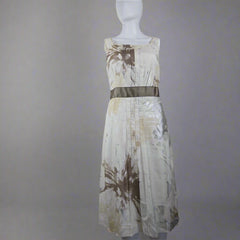 Taifun Collection Cream, Silver and Brown Dress