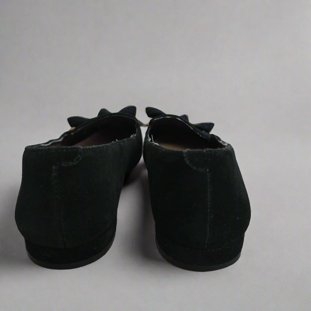 Pair of black shoes on a tiled floor