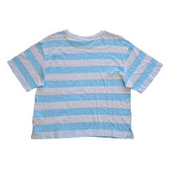 Light blue and white striped shirt on a light background