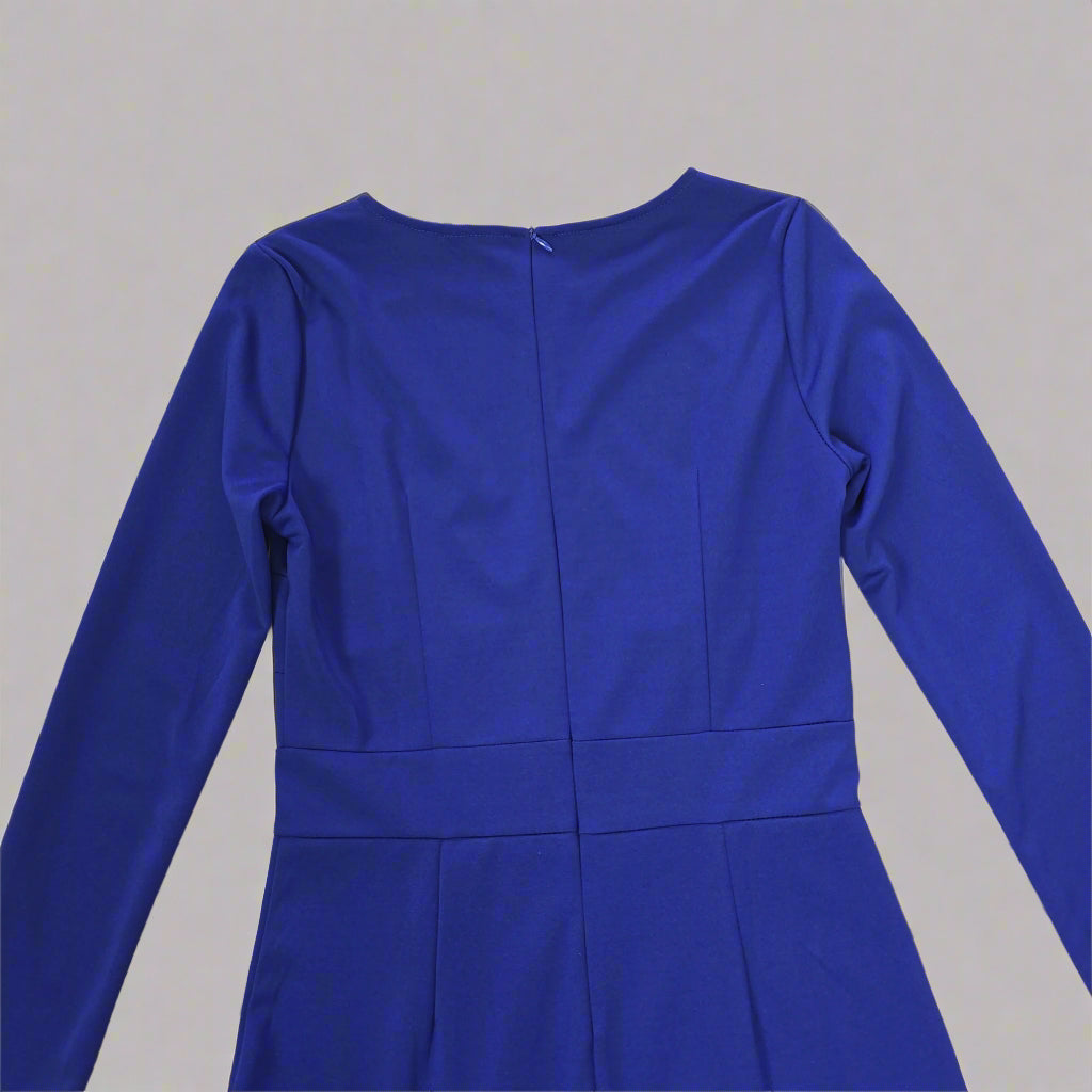 Blue dress on a tiled floor