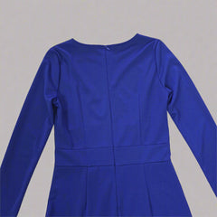 Blue dress on a tiled floor