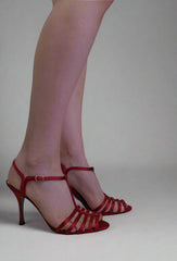 Dolce & Gabbana Red Satin T-Strap Heels – Sophisticated Glamour