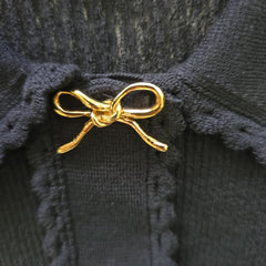 Authentic Louis Vuitton Black Knit Top with Gold Bow – Size M (Stretchy Fit)