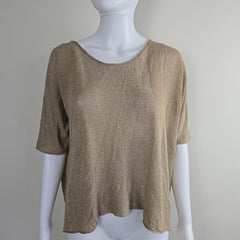 Oroton Gold-Beige Metallic Knit Top - Size: International L
