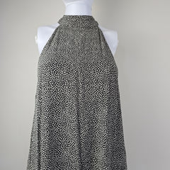 Black and white patterned fabric on a light gray background